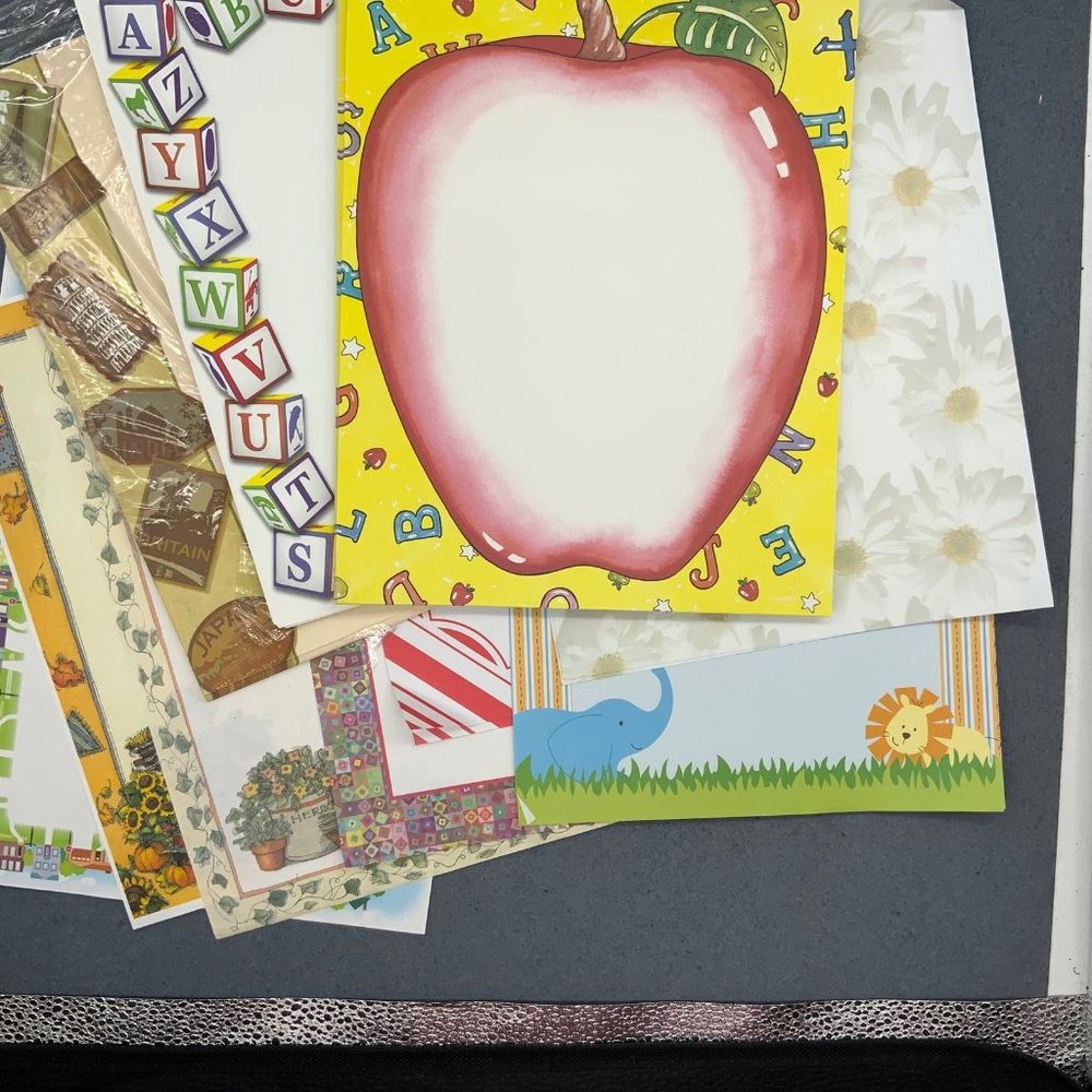 Paper Lot Assortment Teacher Classroom Scrapbooking Apple Travel BTS - Picture 1 of 5